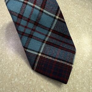 Royal Canadian Air Force Wool Blue and Red Tartan Tie with Classic Plaid Design